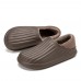 Men Pure Color Round Head Soft Plush Warm Thick  soled Non  slip With Heel Home Cotton Slippers