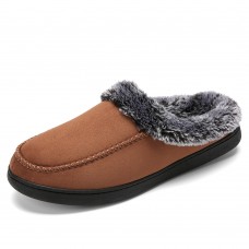 Men Lamb Wool Soft Sole Round Head Plus Velvet Thicken Winter Warm Home Cotton Slippers