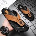 Men Leather Breathable Soft Sole Non Slip Comfy Outdoor Flip Flops Casual Slippers