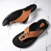 Men Leather Breathable Soft Sole Non Slip Comfy Outdoor Flip Flops Casual Slippers